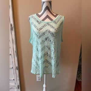Teal Lace Tank Top - Size: XL